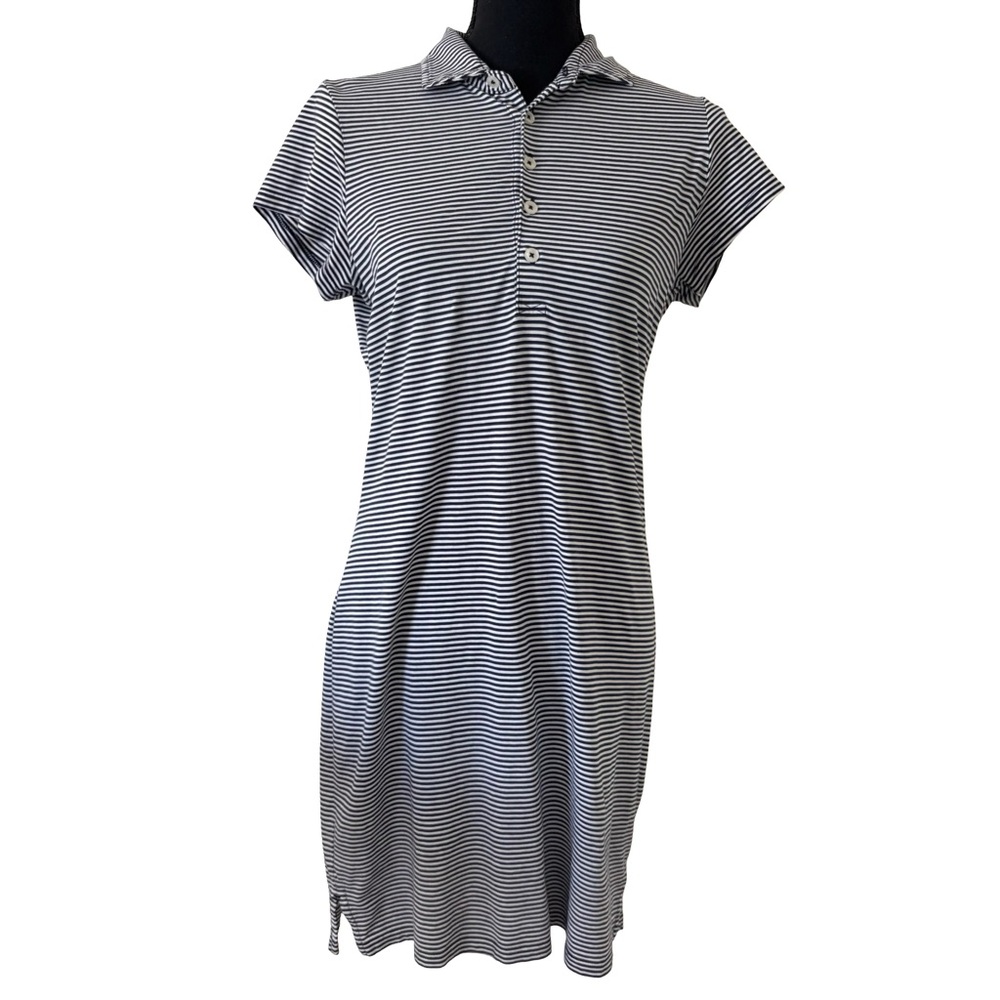 Renwick Sport Cotton Polo Dress Navy Stripe Small S